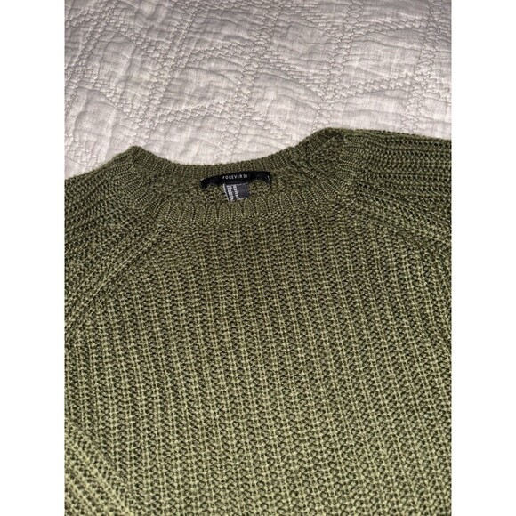 Forever 21 Olive Green Knitted Sweater Women’s Medium Perfect For Fall Cozy - Picture 3 of 6